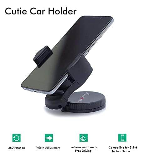 Phonokart Car Mobile Holder With One Click Technology,360° Rotational,Strong Suction Cup,Compatible With 4 To 6 Inch Devices,Wildshield And Dashboard Mobile Holder For Car (Black) - The Digital Hub