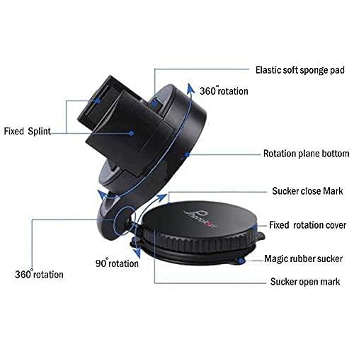 Phonokart Car Mobile Holder With One Click Technology,360° Rotational,Strong Suction Cup,Compatible With 4 To 6 Inch Devices,Wildshield And Dashboard Mobile Holder For Car (Black) - The Digital Hub