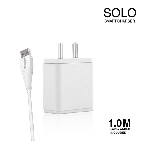Phonokart Solo Smart Charger With Fast Charge, Steady Current, Constant Temperature, Supports Dash/Vooc/Super Vooc/Warp, With 6 Amp Type C Cable, White - The Digital Hub