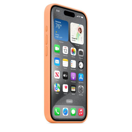 Apple iPhone 15 Pro Silicone Case With Magsafe - Orange Sorbet - The Digital Hub