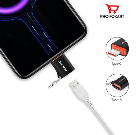 Phonokart OTG Type C, USB to Type C, Type C to USB Connector Compatible with All Type C Devices |Black| - The Digital Hub