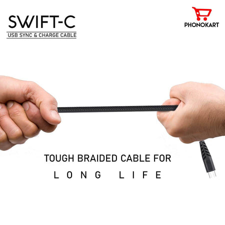 Phonokart Usb Type C Cable 2 M Pkswiftcc2-Blk Fast Sync And Charger 45 Watts (Compatible With Mobile, Black, One Cable) - The Digital Hub