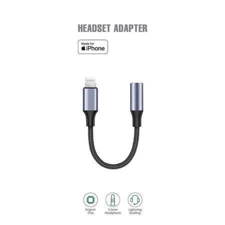 Jtp Lightning To 3.5Mm Audio Jack Adapter, Headphone Aux Connector Nylon Cable With Compatible For iPhone Model (Pack Of 1) - The Digital Hub