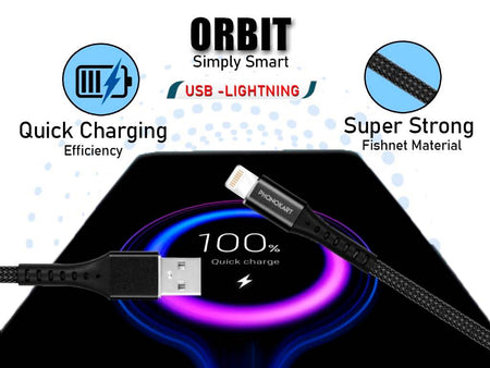 Phonokart Lightning Cable 3.5 A 1.5 M Fishnet Pkorbitl-Blk (Compatible With All Apple iPhone Mobiles And Tablets, Grey, One Cable) - The Digital Hub
