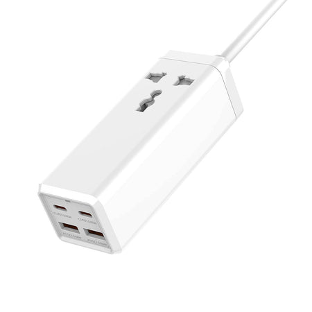 Jtp J7 65W Extension Board With Usb Port, 5 In 1 Fast Charging Station, 2 Usb C Port, 2 Usb A Port, 1 Ac Outlet, Surge Protectors For Phone, Tablet, Laptop Ipad & More (Jtp J7 65W) - The Digital Hub