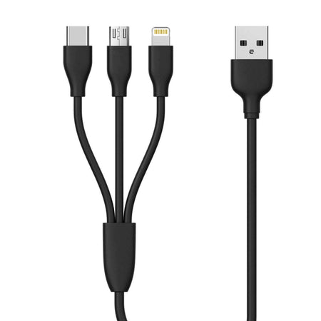 Siwi 3-In-1 Charging Cable For Tata Tiago Jtp Usb Cable 3-In-1 Multi Quick Charge Fast Charging Charger Cable For All Micro Usb, Iph And Type-C Devices (3.1 Amp, 1 Meter/3.3 Feet, Bm2, Black) - The Digital Hub