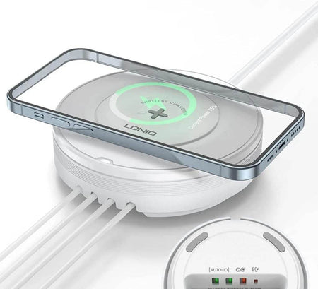 Jtp 32W 5 In 1 Multi Wall Charger Station With Type C 5 In 1 Charging Station With 15W Wireless + Pd30W+ Qc18W+2Auto-Id Total 32W Fast Charger For iPhone 14 13 12 Pro Max/Galaxy S22 Ultra - The Digital Hub