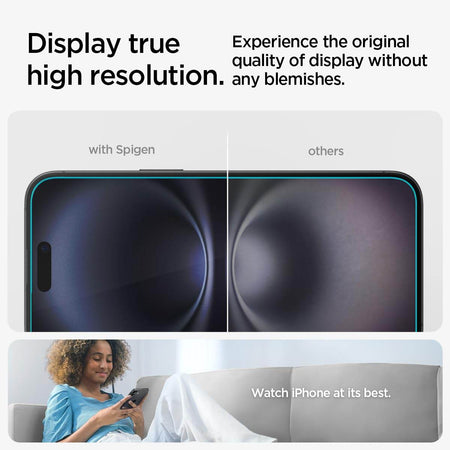 Spigen Ez Fit Tempered Glass Screen Protector Guard For iPhone 16 / iPhone 15 (2 Pack) - The Digital Hub