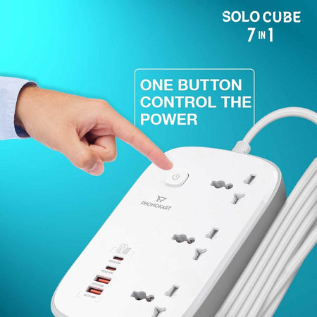 Phonokart 3250W 13A 7 in 1 Charging Stations Extension Power Strip with 65W Type C USB Ports | 3 Power Sockets with 65W USB C Port PD QC 3.0 Super Fast Charging with Type C Port | 2M Power Cord - The Digital Hub