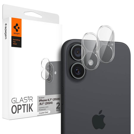 Spigen Glas.Tr Optik Tempered Glass Camera Lens Protector Guard For iPhone 16/16 Plus (Clear) - 2 Pack - The Digital Hub