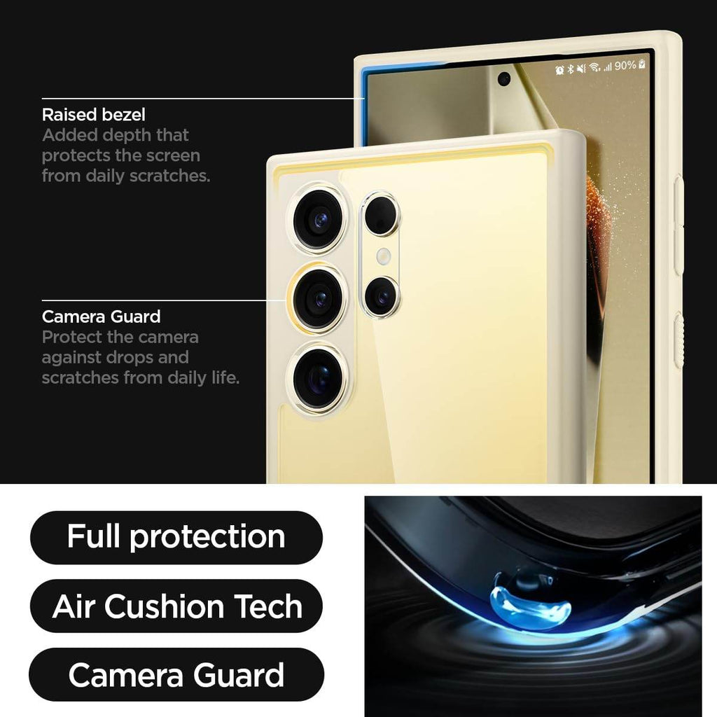 Spigen Ultra Hybrid Back Cover Case Compatible with Galaxy S24 Ultra (TPU + Poly Carbonate | Mute Beige) - The Digital Hub