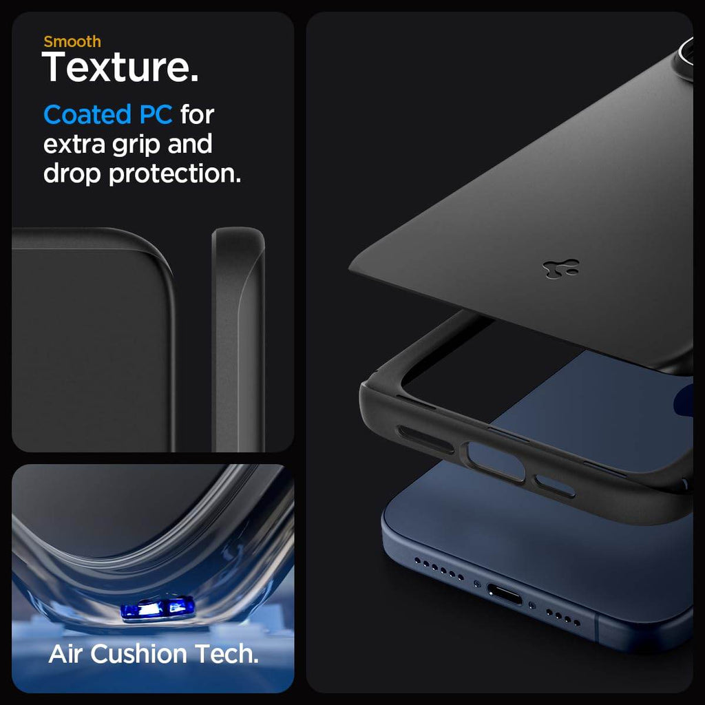 Spigen Thin Fit Back Cover Case Compatible with iPhone 15 Pro Max (TPU + Poly Carbonate | Black) - The Digital Hub
