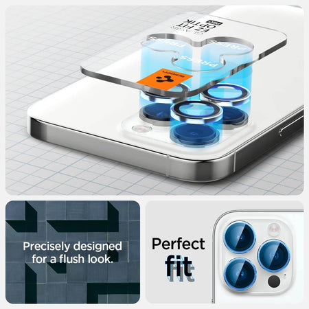 Spigen Ez Fit Optik Pro Tempered Glass Camera Lens Protector Guard For iPhone 16 Pro / 16 Pro Max / 15 Pro / 15 Pro Max / 14 Pro / 14 Pro Max (Silver) - 2 Pack - The Digital Hub