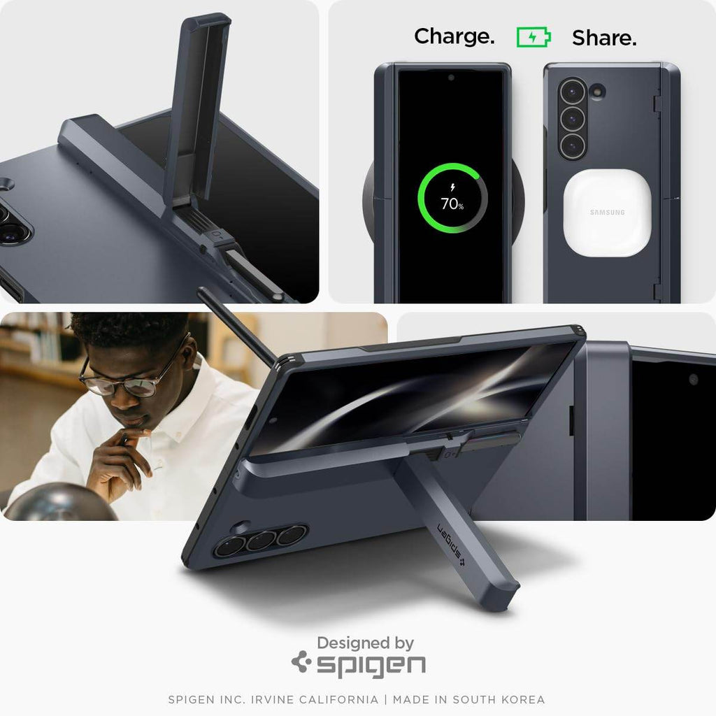 Spigen Tough Armor Pro P Back Cover Case Compatible with Samsung Galaxy Z Fold 6 (TPU + Poly Carbonate | Metal Slate) - The Digital Hub
