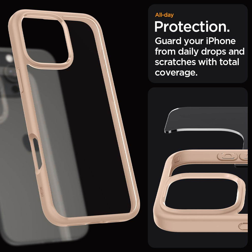 Spigen Ultra Hybrid Back Cover Case Compatible with iPhone 16 Pro Max (TPU + Poly Carbonate | Rose Titanium) - The Digital Hub