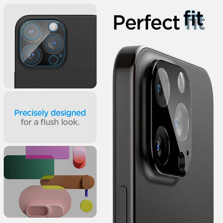 Spigen Glas.Tr Optik Tempered Glass Camera Lens Protector Guard For iPhone 16 Pro / 16 Pro Max / 15 Pro / 15 Pro Max / 14 Pro / 14 Pro Max (Black) - 2 Pack - The Digital Hub