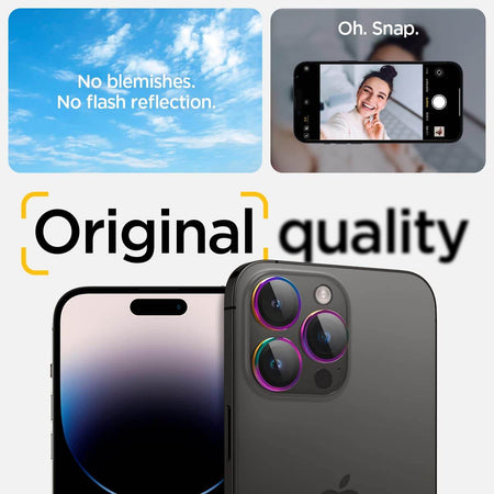 Spigen Ez Fit Optik Pro Tempered Glass Camera Lens Protector Guard For iPhone 16 Pro / 16 Pro Max / 15 Pro / 15 Pro Max / 14 Pro / 14 Pro Max (Rainbow) - 2 Pack - The Digital Hub