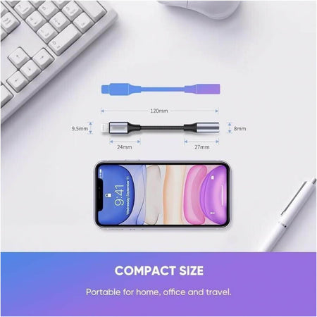 Jtp Lightning To 3.5Mm Audio Jack Adapter, Headphone Aux Connector Nylon Cable With Compatible For iPhone Model (Pack Of 1) - The Digital Hub