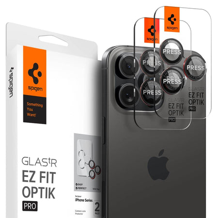 Spigen Ez Fit Optik Pro Tempered Glass Camera Lens Protector Guard For iPhone 16 Pro / 16 Pro Max / 15 Pro / 15 Pro Max / 14 Pro / 14 Pro Max (L-Series Edition) - 2 Pack - The Digital Hub