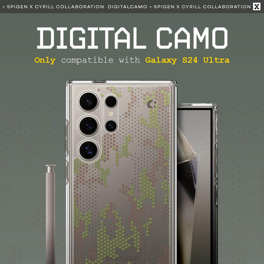 Spigen Ultra Hybrid Back Cover Case Compatible with Galaxy S24 Ultra (TPU + Poly Carbonate | Digital Camo) - The Digital Hub