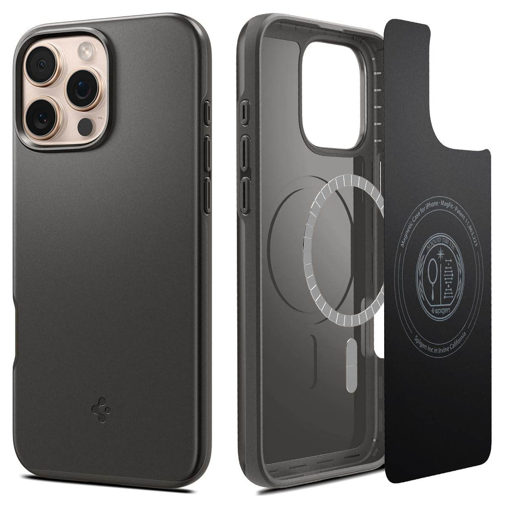 Spigen Thin Fit Magfit Back Cover Case Compatible with iPhone 16 Pro Max (TPU + Poly Carbonate | Gunmetal) - The Digital Hub