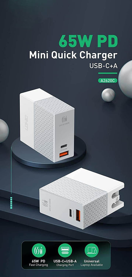 Jtp 65W Usb C + A Wall Charger 2 Port With Type C Cable Pd3.0 Compatible With 60W 45W 30W Macbook Ipad Pro Air Dell Xps 13 Hp Spectre Galaxy S22 S21 iPhone 14 Pro Max 13 12 11 Pro Max Mini Xr Se - The Digital Hub