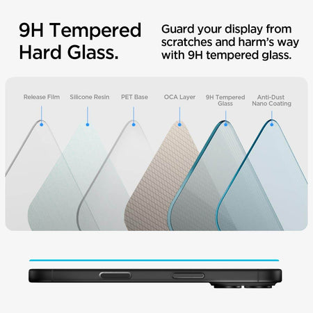 Spigen Ez Fit Tempered Glass Screen Protector Guard For iPhone 16 / iPhone 15 (2 Pack) - The Digital Hub