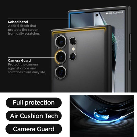 Spigen Ultra Hybrid Back Cover Case Compatible with Galaxy S24 Ultra (TPU + Poly Carbonate | Frost Black) - The Digital Hub