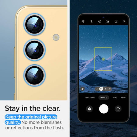 Spigen Ez Fit Optik Pro Tempered Glass Camera Lens Protector Guard For Galaxy S24 Plus (Yellow) - 2 Pack - The Digital Hub