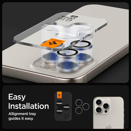 Spigen Ez Fit Optik Pro Tempered Glass Camera Lens Protector Guard For iPhone 16 Pro / 16 Pro Max (Natural Titanium) - 2 Pack - The Digital Hub