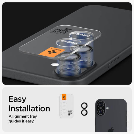 Spigen Ez Fit Optik Pro Tempered Glass Camera Lens Protector Guard For iPhone 16/16 Plus (Black) - 2 Pack - The Digital Hub