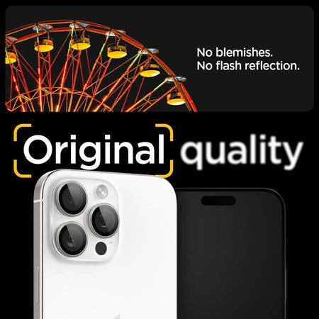 Spigen Ez Fit Optik Pro Tempered Glass Camera Lens Protector Guard For iPhone 16 Pro / 16 Pro Max (White Titanium) - 2 Pack - The Digital Hub