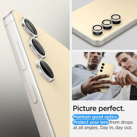 Spigen Ez Fit Optik Pro Tempered Glass Camera Lens Protector Guard For Galaxy S24 Plus (Yellow) - 2 Pack - The Digital Hub