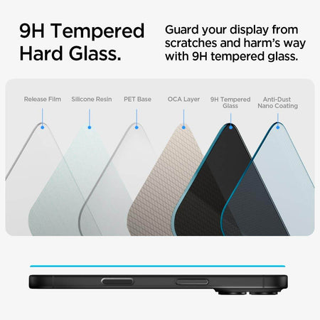 Spigen Ez Fit Privacy Tempered Glass Screen Protector Guard For iPhone 16 / iPhone 15 (2 Pack) - The Digital Hub