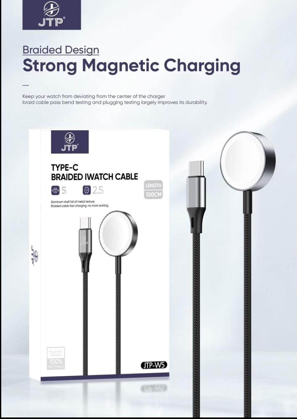 Jtp- W5 Watch Charger,Magnetic Charging Cabl Watch Nylon Braided Charging Cable Cord Compatible With Apple Watch Series Se 8,7,6,5,4,3,2,1 - The Digital Hub