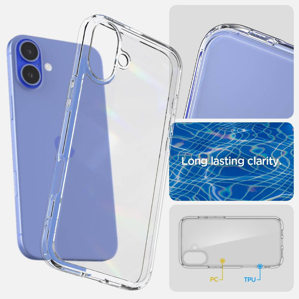 Spigen Ultra Hybrid Back Cover Case Compatible With iPhone 16 (Tpu + Poly Carbonate | Crystal Clear) - The Digital Hub