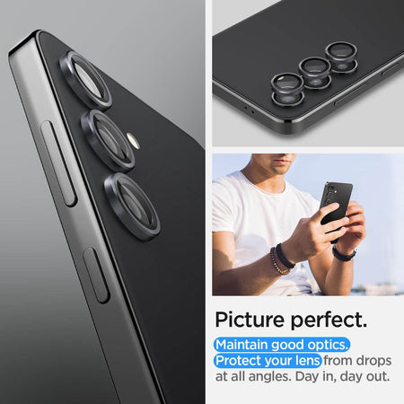 Spigen Ez Fit Optik Pro Tempered Glass Camera Lens Protector Guard For Galaxy S24 Plus / S24 Fe (Onyx Black) - 2 Pack - The Digital Hub