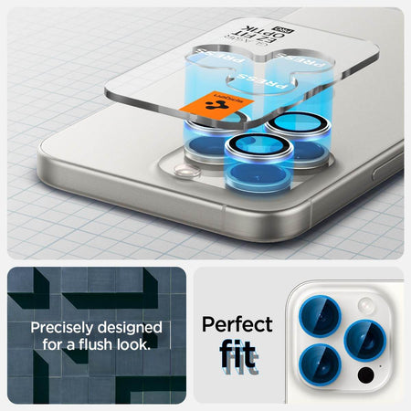 Spigen Ez Fit Optik Pro Tempered Glass Camera Lens Protector Guard For iPhone 16 Pro / 16 Pro Max / 15 Pro / 15 Pro Max / 14 Pro / 14 Pro Max (White Titanium) - 2 Pack - The Digital Hub