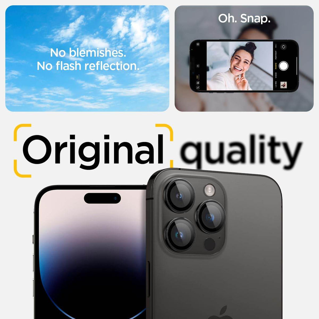 Spigen Ez Fit Optik Pro Tempered Glass Camera Lens Protector Guard For iPhone 16 Pro / 16 Pro Max / 15 Pro / 15 Pro Max / 14 Pro / 14 Pro Max (Black) - 2 Pack - The Digital Hub