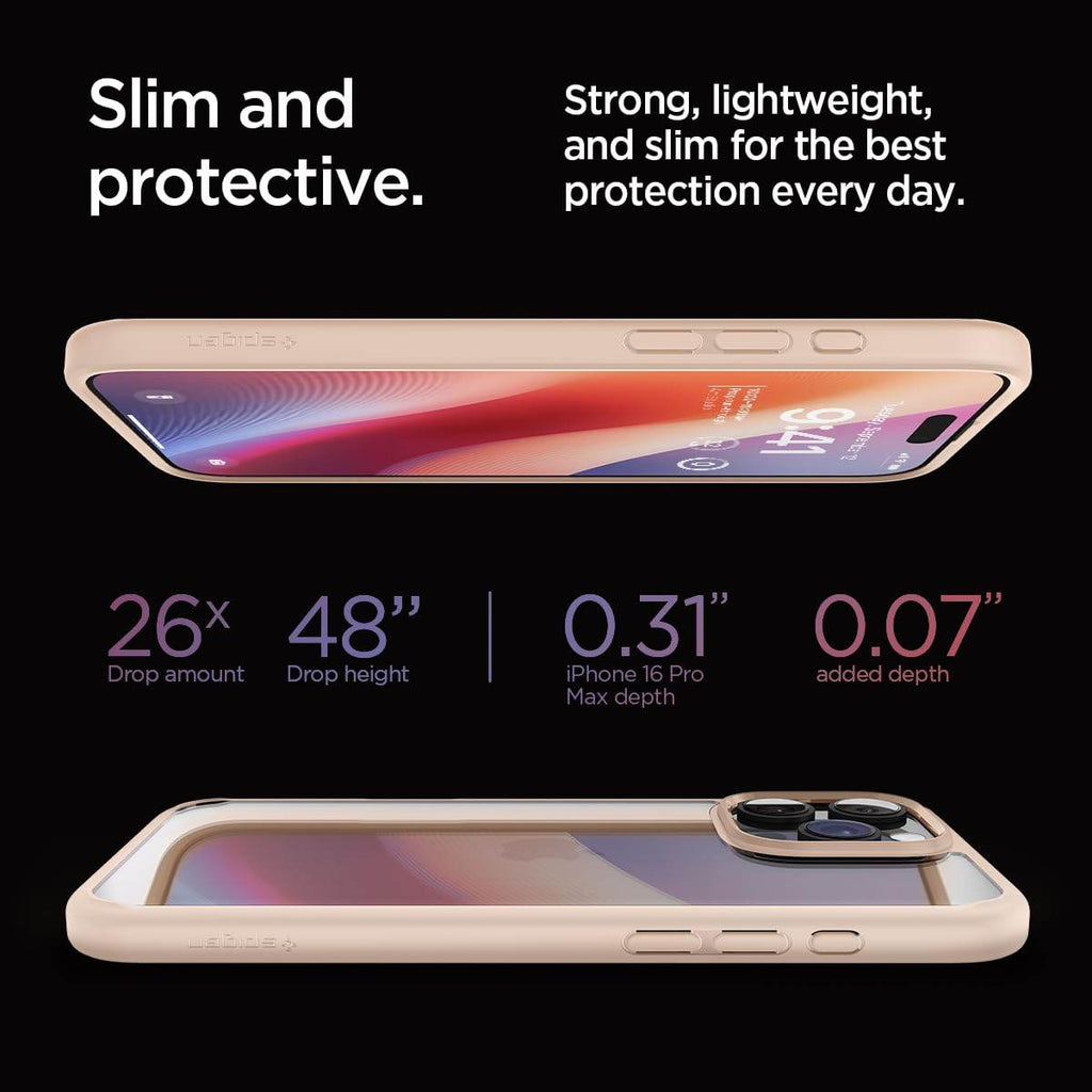 Spigen Ultra Hybrid Back Cover Case Compatible with iPhone 16 Pro Max (TPU + Poly Carbonate | Rose Titanium) - The Digital Hub