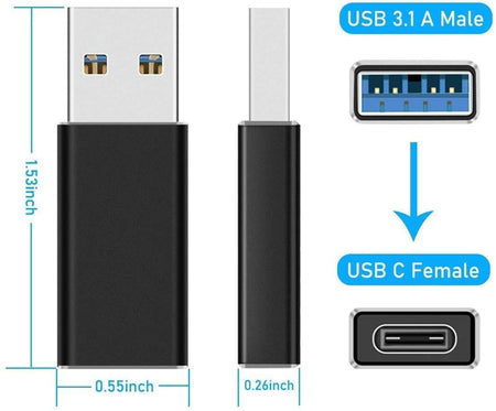 Care Case Jtp Usb 3.1 Type C Otg Adapter, Usb Type C To Usb Type Connector Usb 3.0 Adapter For Laptops, Otg Adapter For Android Phone (Black). - The Digital Hub