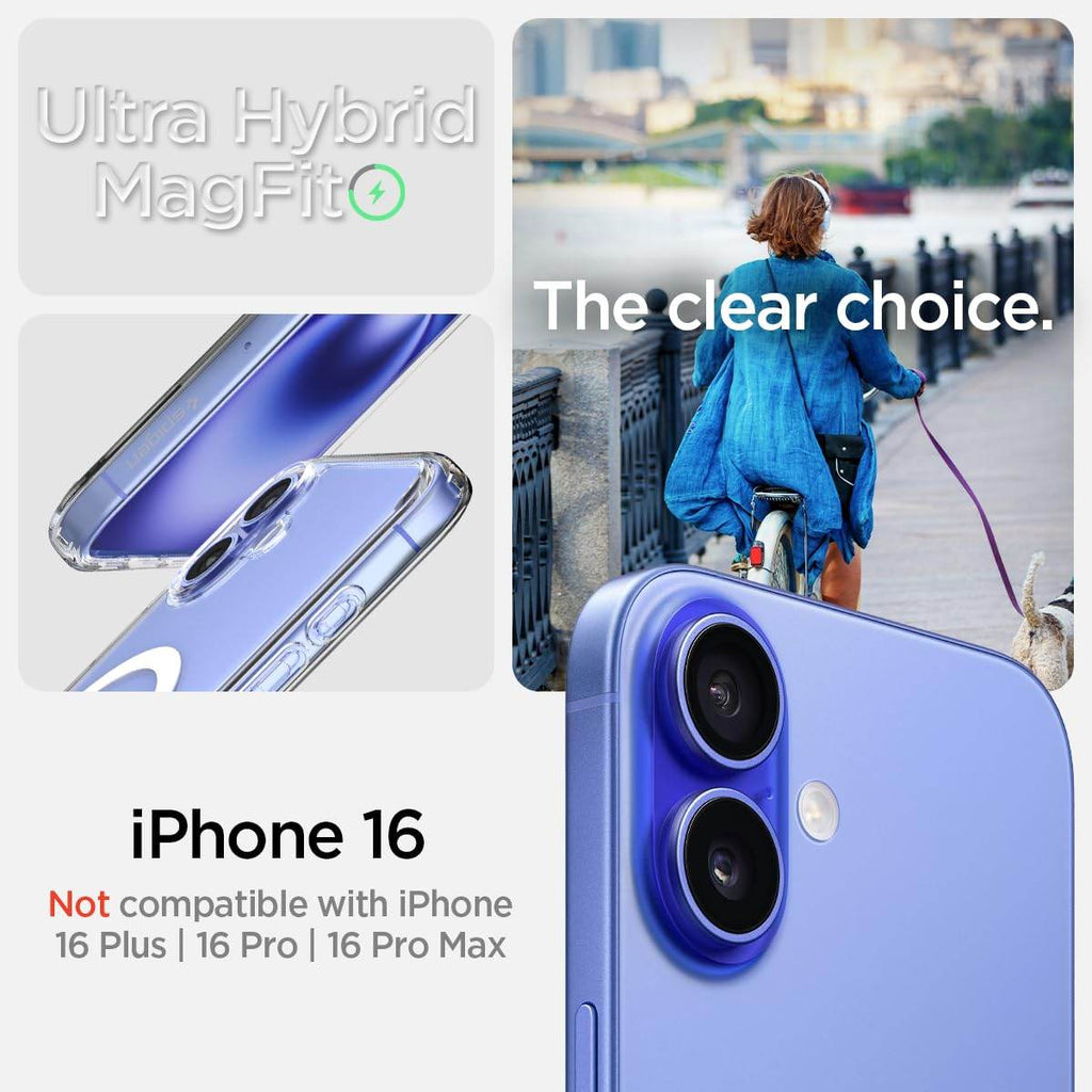 Spigen Ultra Hybrid Magfit Back Cover Case Compatible with iPhone 16 (TPU + Poly Carbonate | White) - The Digital Hub