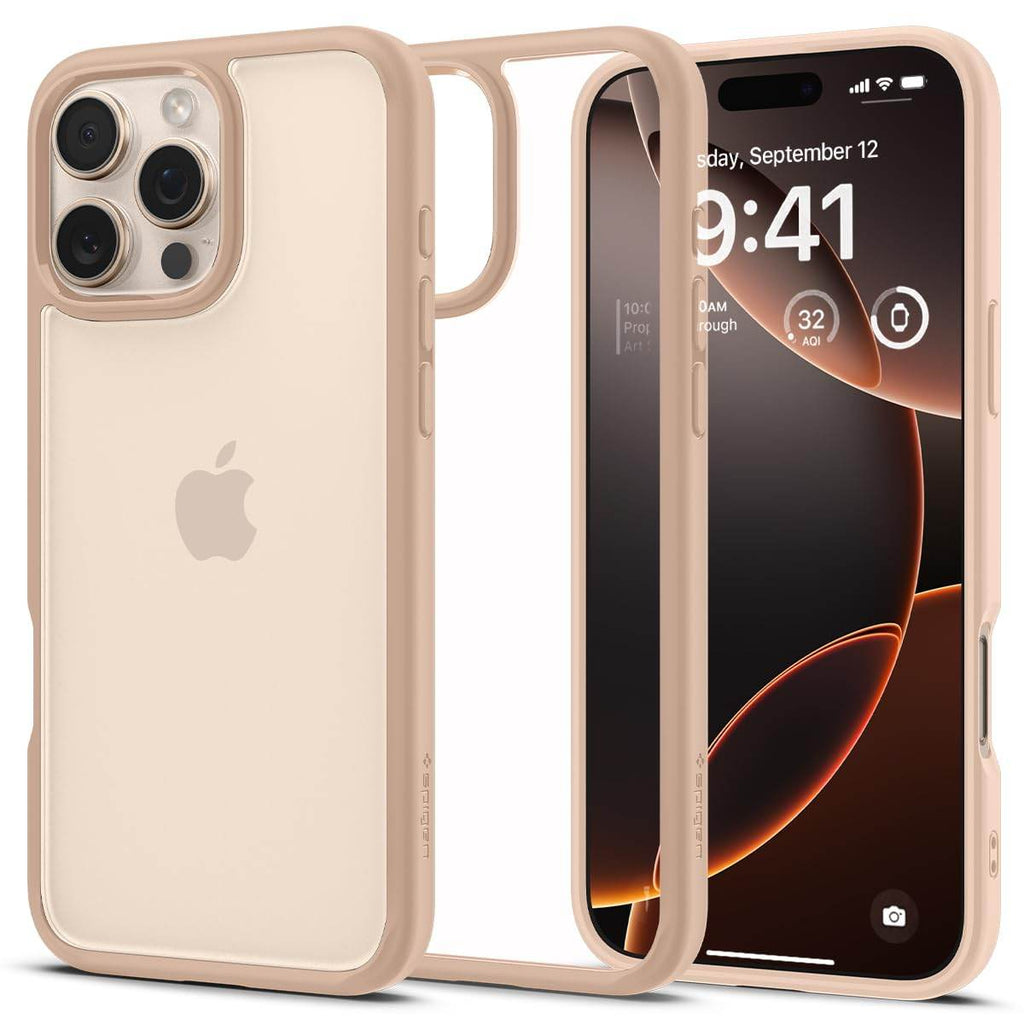 Spigen Ultra Hybrid Back Cover Case Compatible with iPhone 16 Pro Max (TPU + Poly Carbonate | Rose Titanium) - The Digital Hub