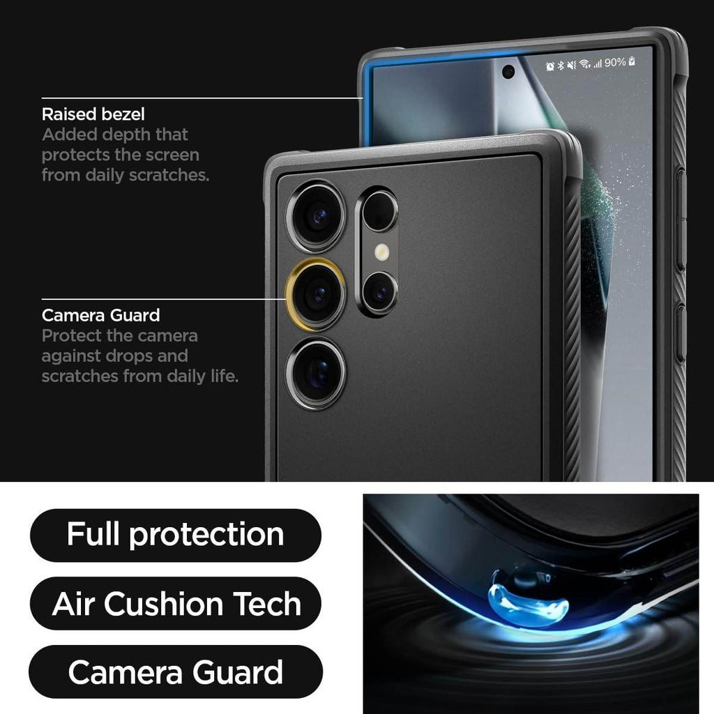 Spigen Rugged Armor Back Cover Case Compatible with Galaxy S24 Ultra (TPU | Matte Black) - The Digital Hub