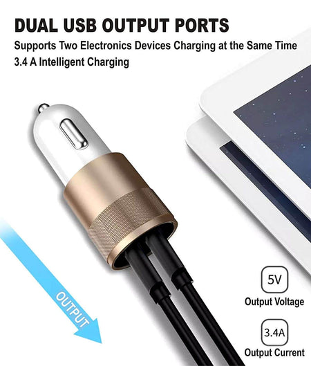 Car Charger For Tata Tigor Jtp Car Charger Adapter Socket Dual Usb Port | Quick Metel Mobile Car Charger With 3-In-1 (Micro/Type-C/Iph) Fast Charging Cable (3.1 Amp, Dbm4) - The Digital Hub
