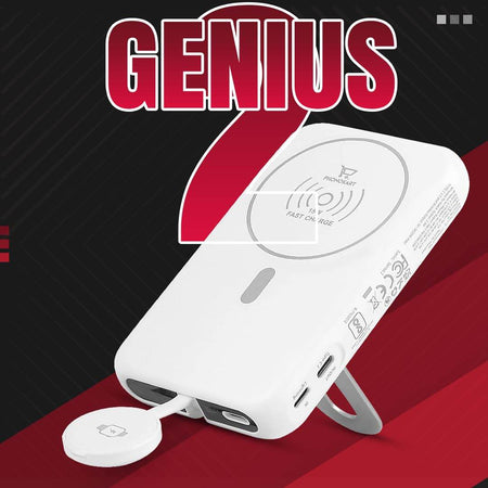 Phonokart Genius-2 10000 Mah Stand Magsafe Power Bank| 15W Fast Wireless Charging |Strong Magnetic Magtag Ring Included - The Digital Hub