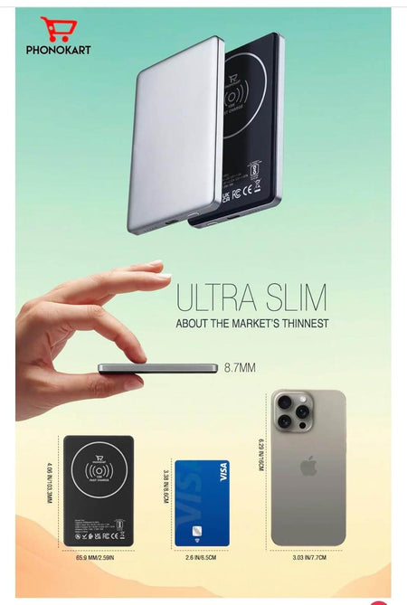 Phonokart Slim Magsafe 5000 Mah Power Bank (15W Mag Safe & 20W Pd Type-C Fast Charging) - The Digital Hub