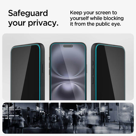 Spigen Ez Fit Privacy Tempered Glass Screen Protector Guard For iPhone 16 / iPhone 15 (2 Pack) - The Digital Hub