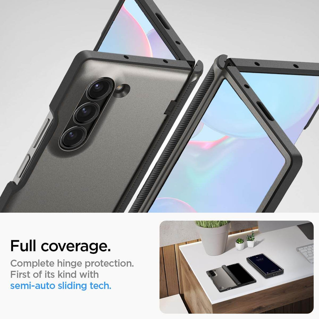 Spigen Slim Armor Pro Back Cover Case Compatible with Samsung Galaxy Z Fold 6 (TPU + Poly Carbonate | Gunmetal) - The Digital Hub