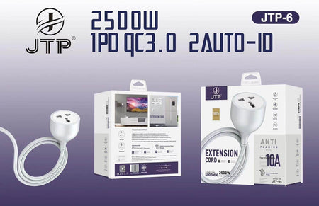Jtp Extension Board With 5 Meters Heavy Duty Long Wire Cord, Single Outlet Socket 2500W 10A Expandable Electric Extension, 3 Pins Extension Cord For Indoor Outdoor Use (5M/ White)-1Pcs - The Digital Hub
